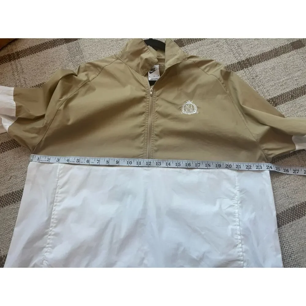 Nike Sportswear Club Oversized Poplin 1/2 Zip Jacket Women’s Medium White Tan